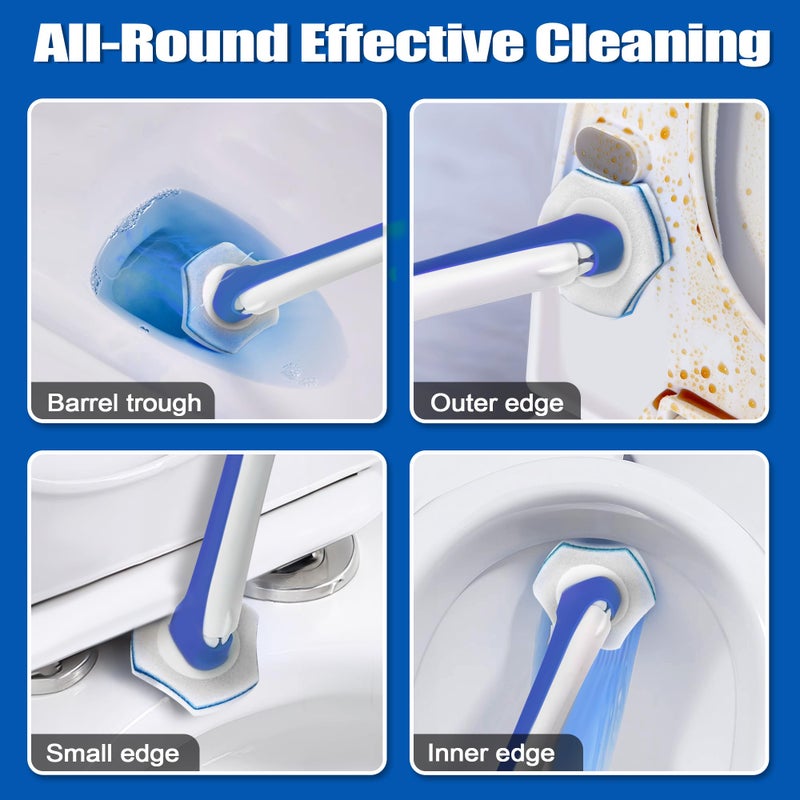 JEHONN Disposable Toilet Brush with 48 Wand Cleaner Refills  Wall Mounted Toilet Bowl Brush Holder Set  Bathroom Cleaning System for Sink Bathtub Wash Basin (Blue) - Image 3